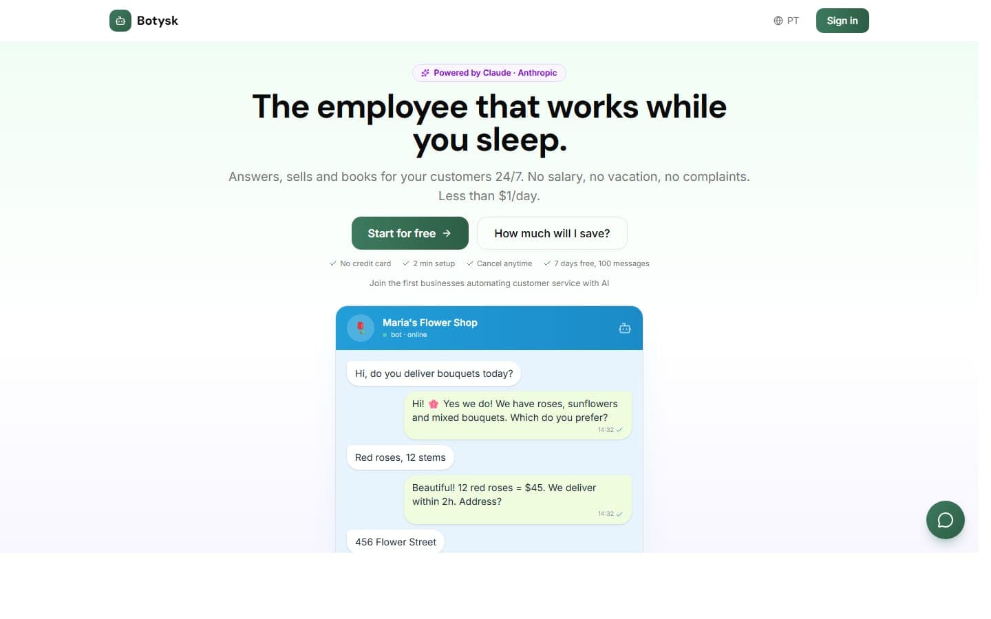 Botysk conversational AI dashboard